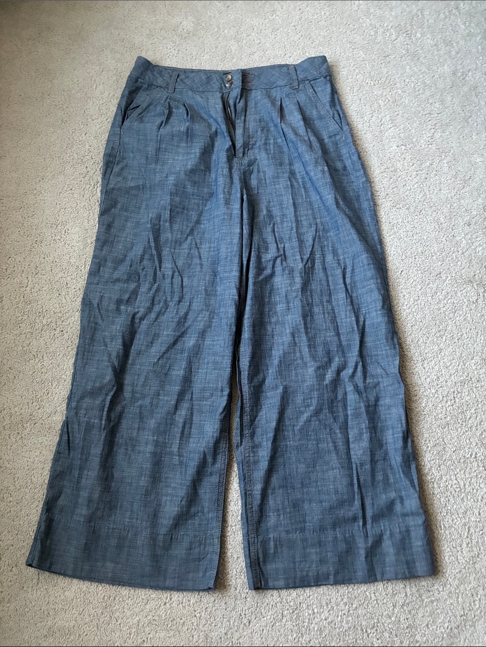 NWOT 100% COTTON Wide Leg Lee Pants in Heathered Blue size 16